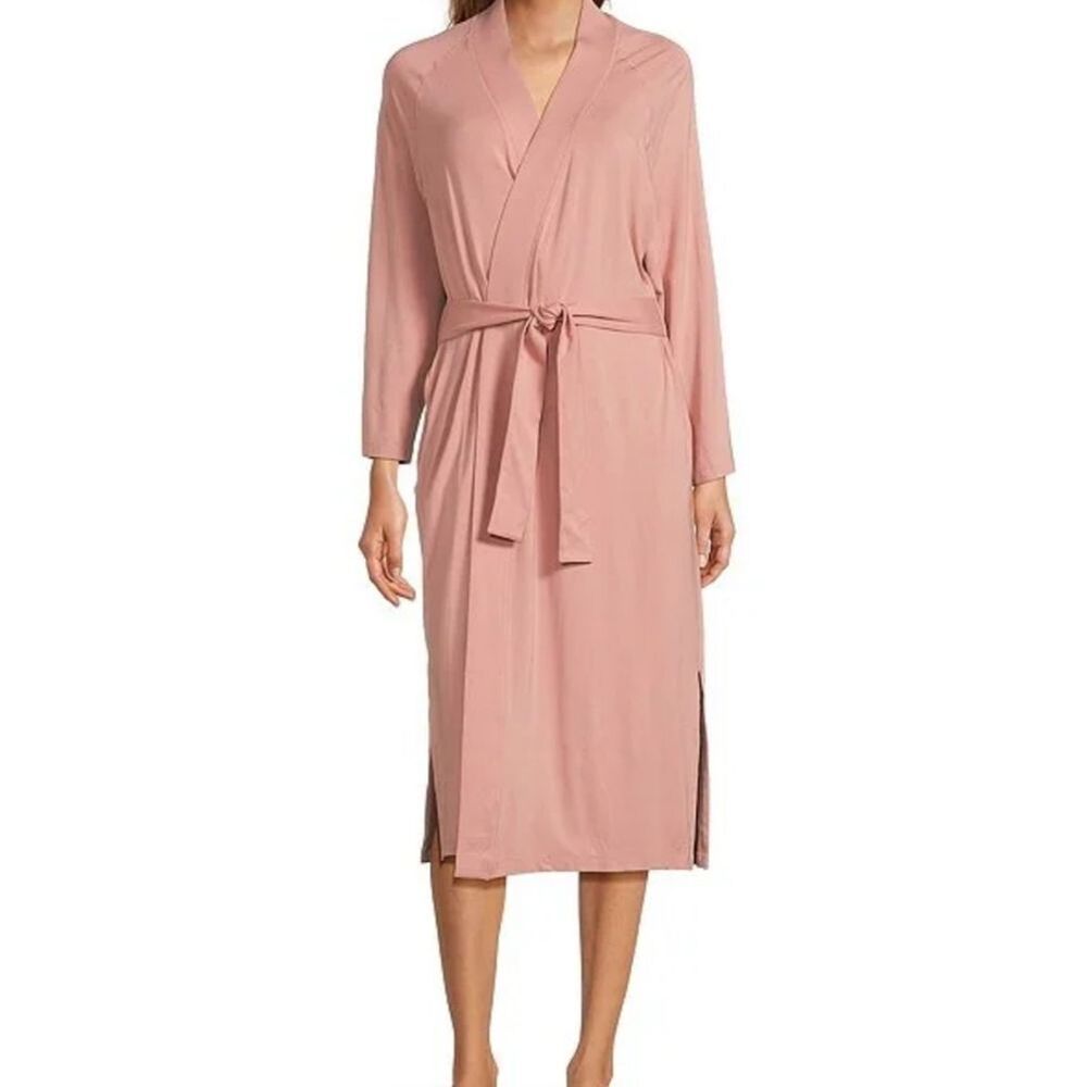 Ugg Myra Lightweight Knit Bracelet Sleeve Shawl Collar Long Robe- Blush